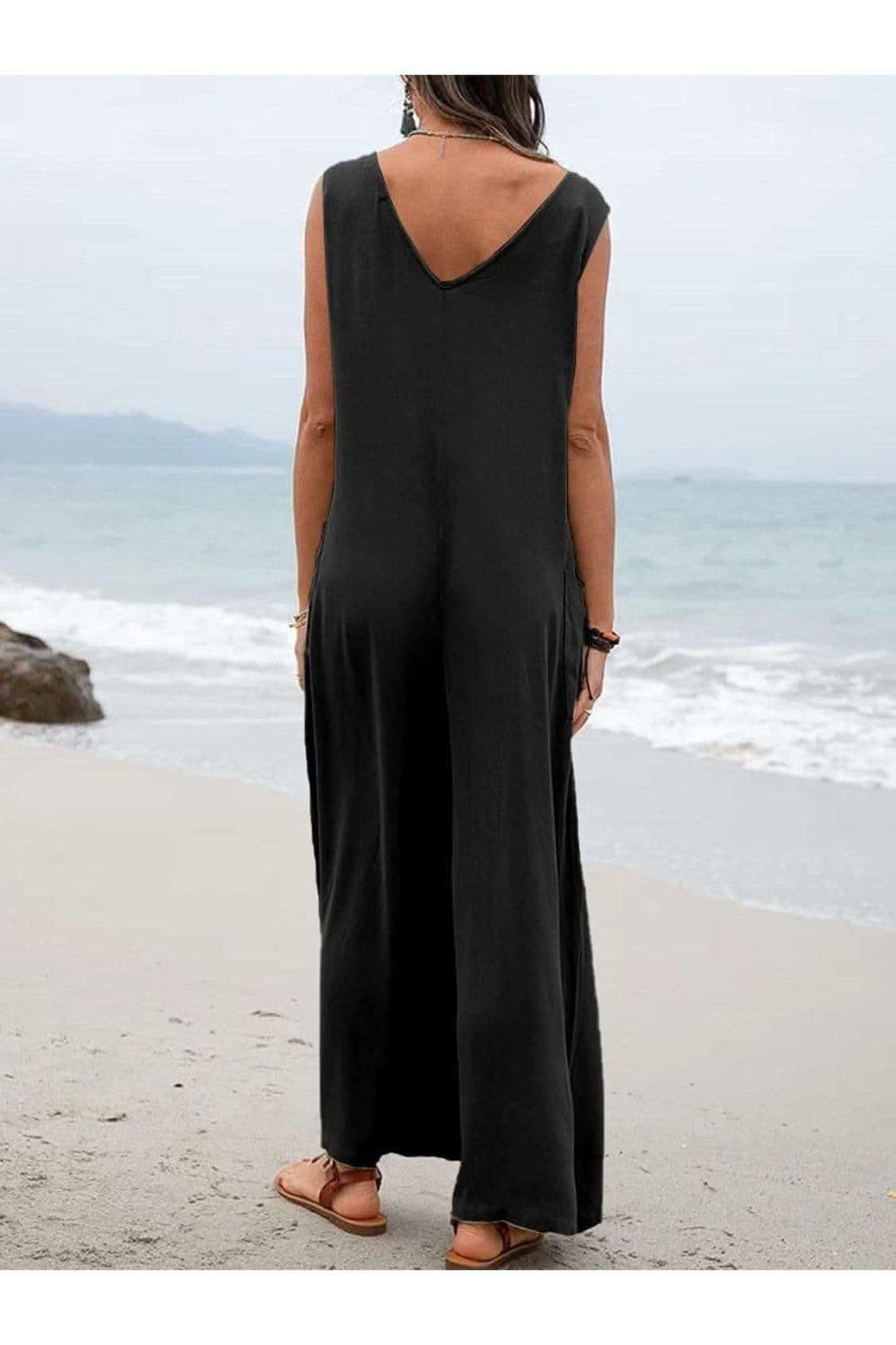 Take a Stroll Full Size Wide Strap Jumpsuit with Pockets - SwagglyLife Home & Fashion