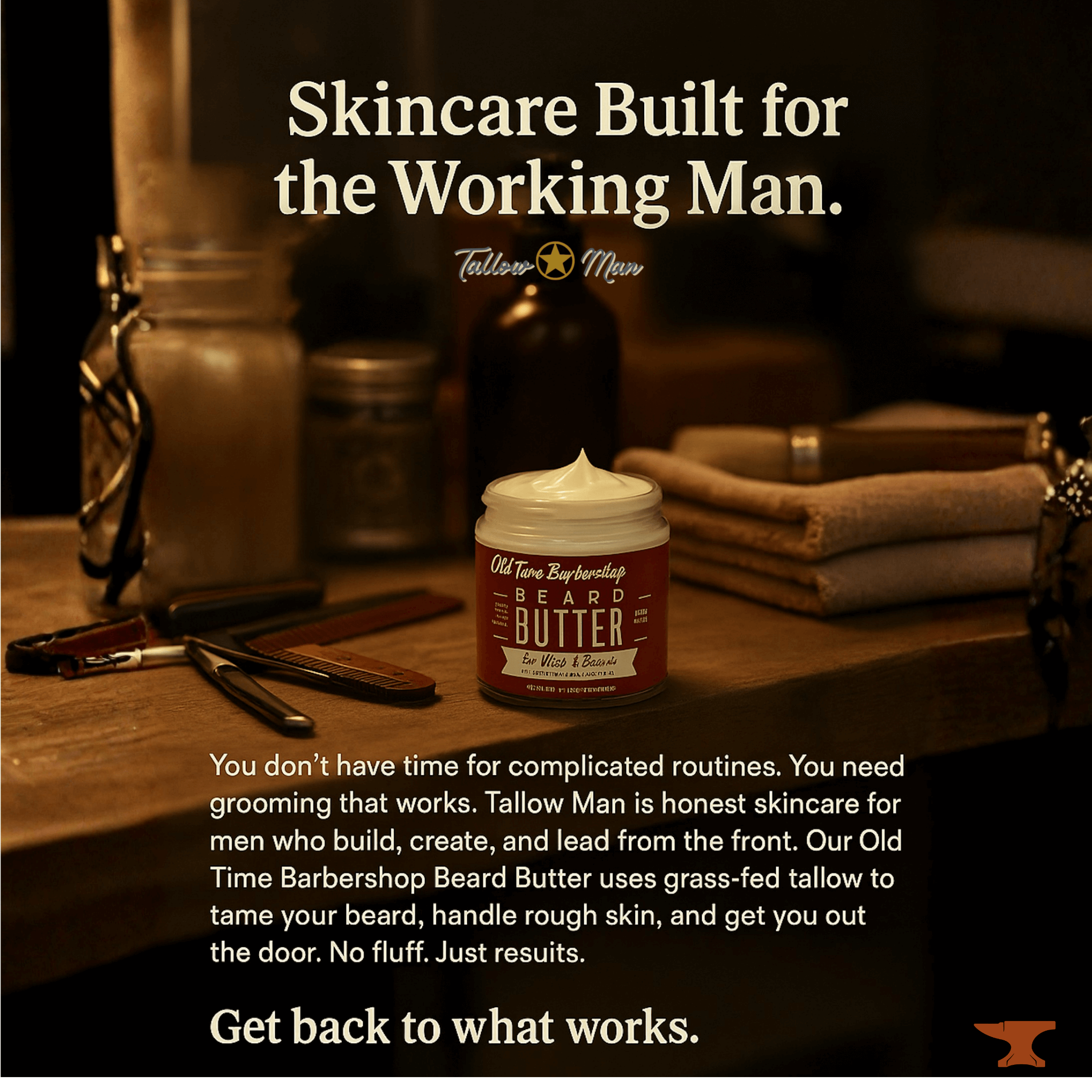 Tallow Man Beard Butter 9oz Trio – Men's Grooming Gift Set | Bay Rum, Tobacco Vanilla, Barbershop in - Body Cream/Lotion photo