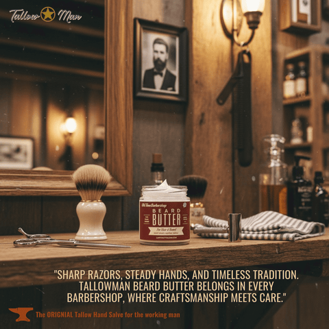 Tallow Man Beard Butter 9oz Trio – Men's Grooming Gift Set | Bay Rum, Tobacco Vanilla, Barbershop in - Body Cream/Lotion photo