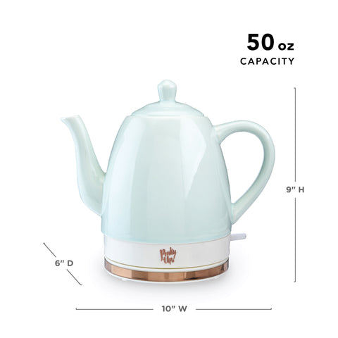 Pinky Up Tea Noelle Ceramic Electric Tea Kettle in Mint in - product_type::kettle photo