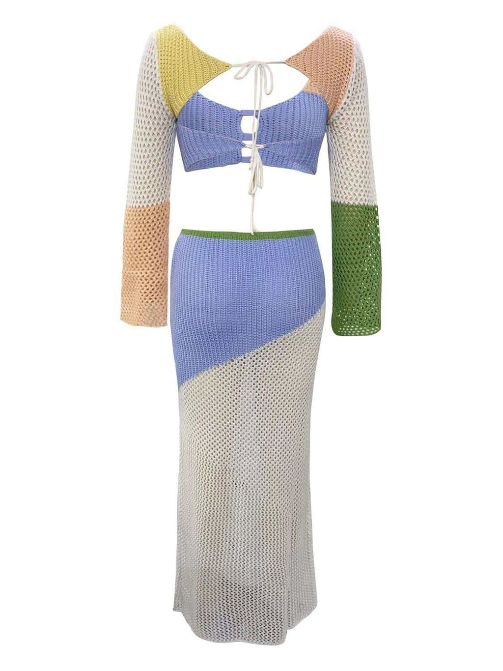 Tied Long Sleeve Top and Skirt Cover Up Set - SwagglyLife Home & Fashion