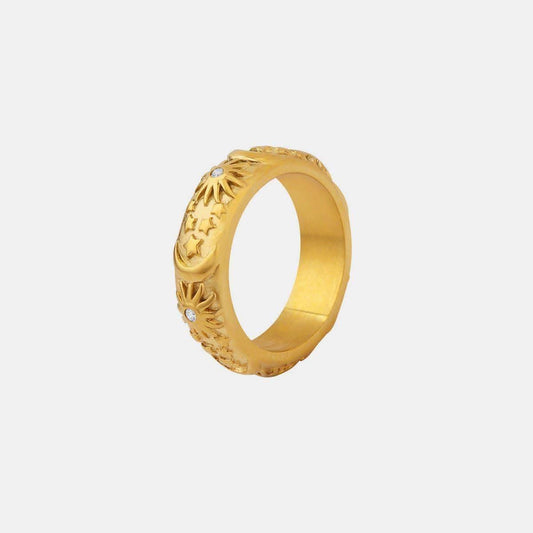 Titanium Steel Inlaid Zircon Embossed Ring in - Rings photo