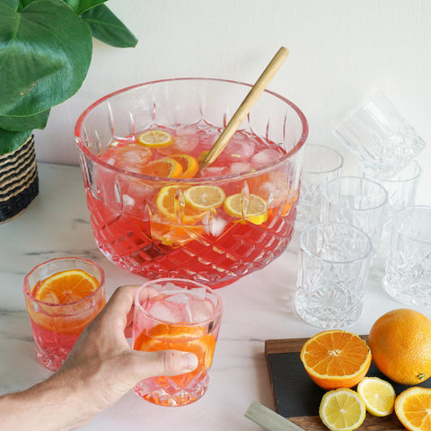 Viski Admiral Crystal Punch Bowl and Tumbler Set