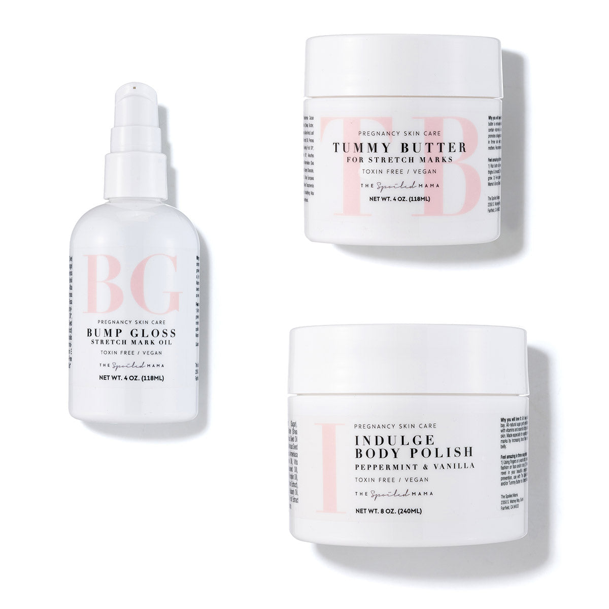 Stretch Mark Prevention Trio in - Maternity Gift Basket > pregnancy belly cream > best oil for pregnancy stretch marks > new mom gift > gift for pregnant woman > mom to be gift set > pregnancy creams to prevent stretch marks > stretch mark kit > stretch mark prevention photo