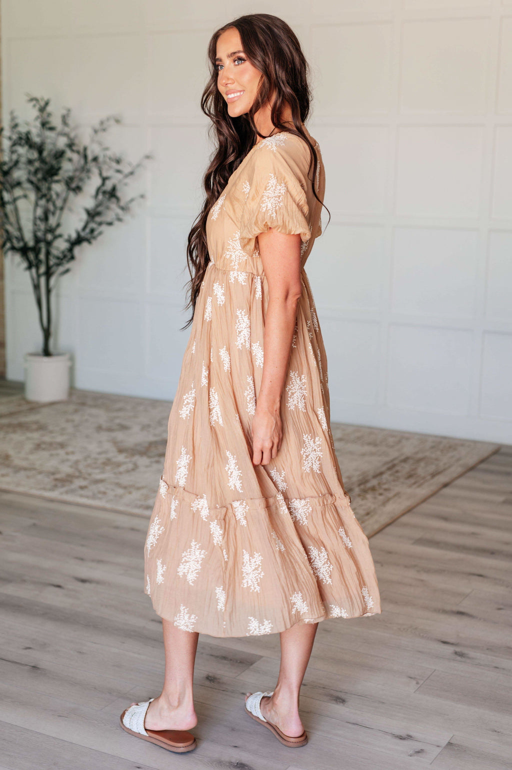 Trusting My Intuition Balloon Sleeve Dress in Camel - SwagglyLife Home & Fashion