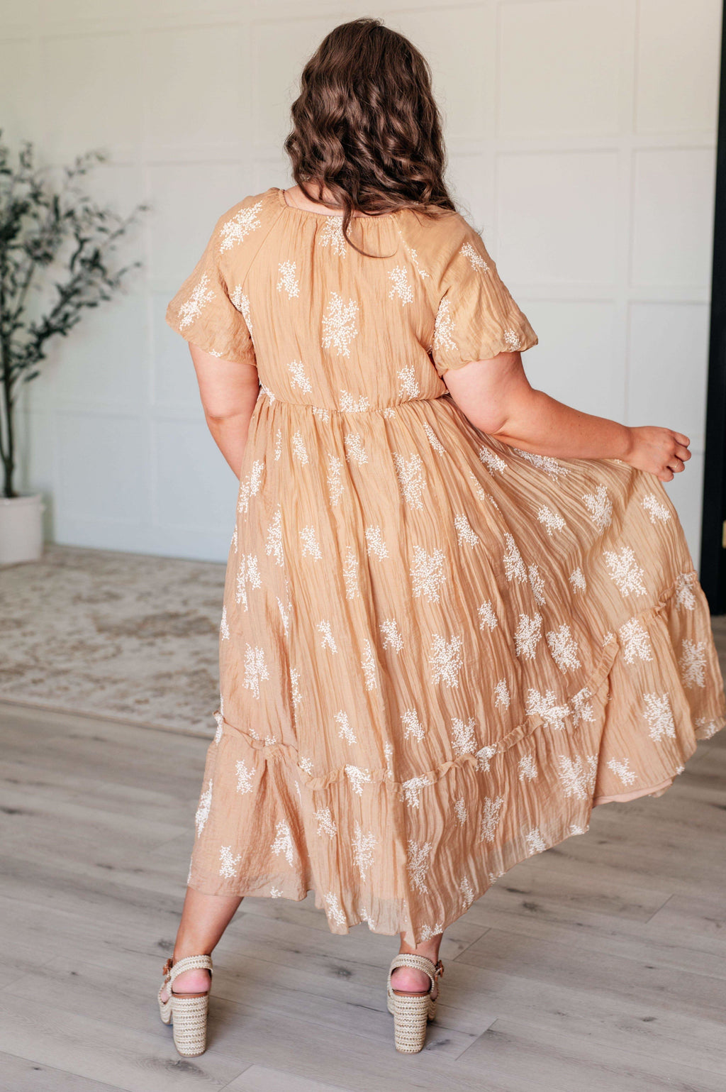 Trusting My Intuition Balloon Sleeve Dress in Camel - SwagglyLife Home & Fashion
