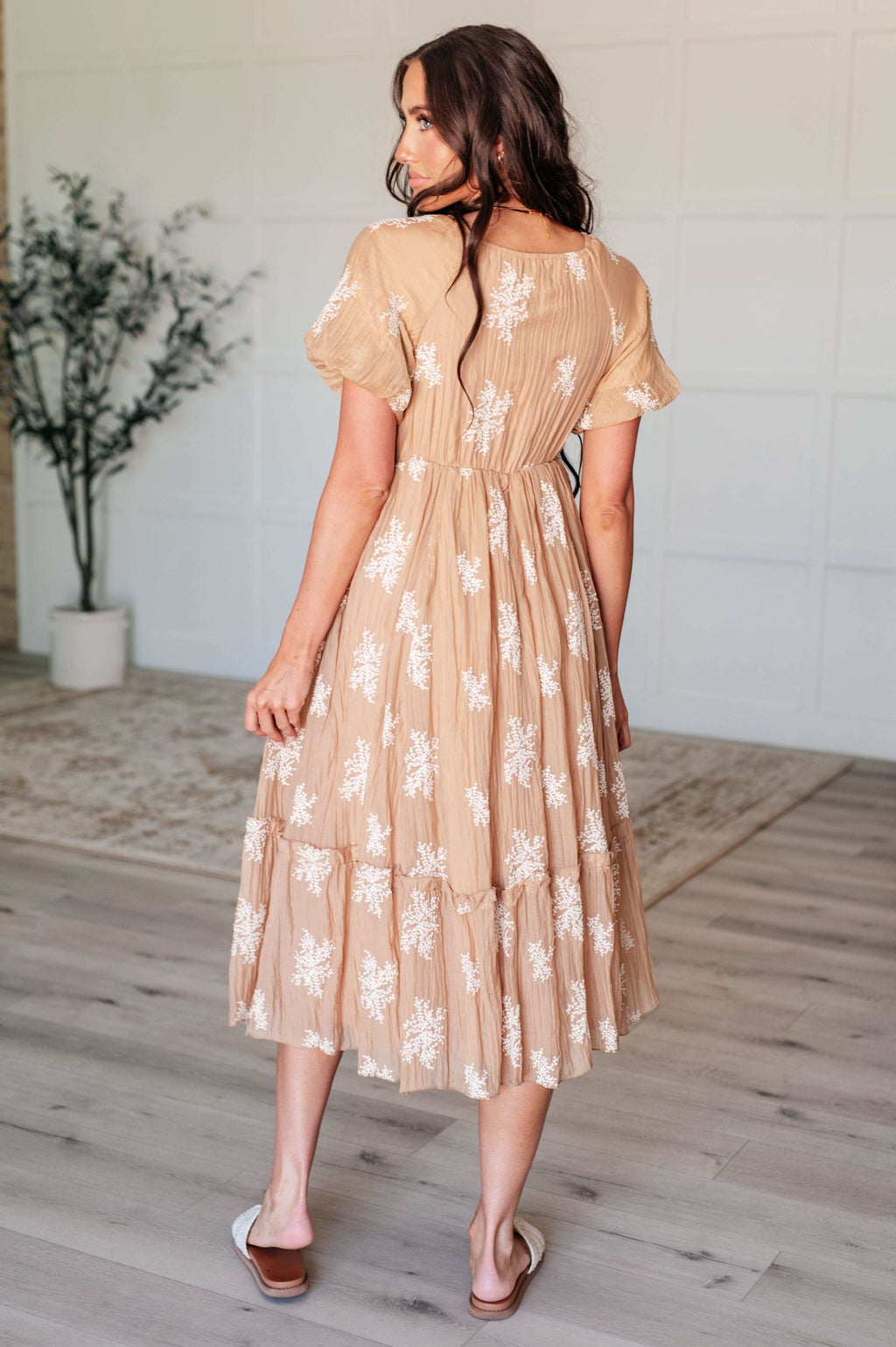 Trusting My Intuition Balloon Sleeve Dress in Camel - SwagglyLife Home & Fashion