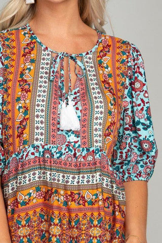 Tunic Top with Tassel, Sky Blue - SwagglyLife Home & Fashion