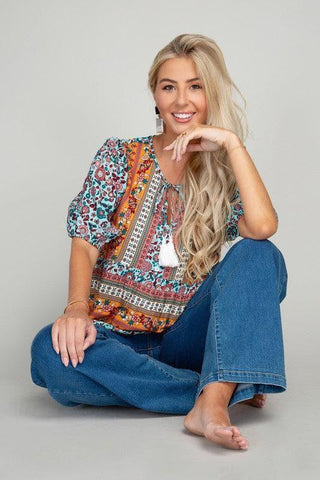 Tunic Top with Tassel, Sky Blue - SwagglyLife Home & Fashion