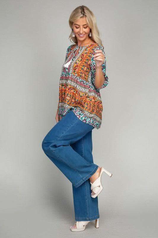 Tunic Top with Tassel, Sky Blue - SwagglyLife Home & Fashion