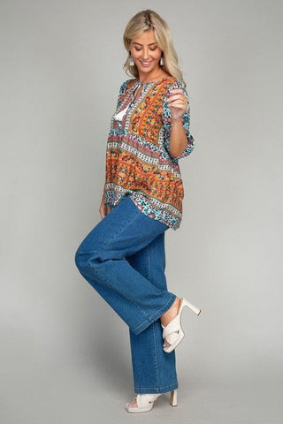 Tunic Top with Tassel, Sky Blue - SwagglyLife Home & Fashion