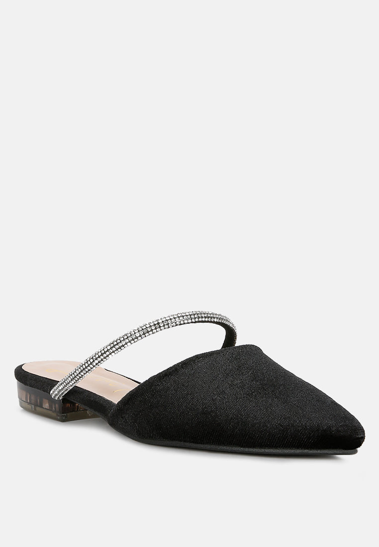 Turnon Velvet Diamante Detail Flat Mules in - Flats photo