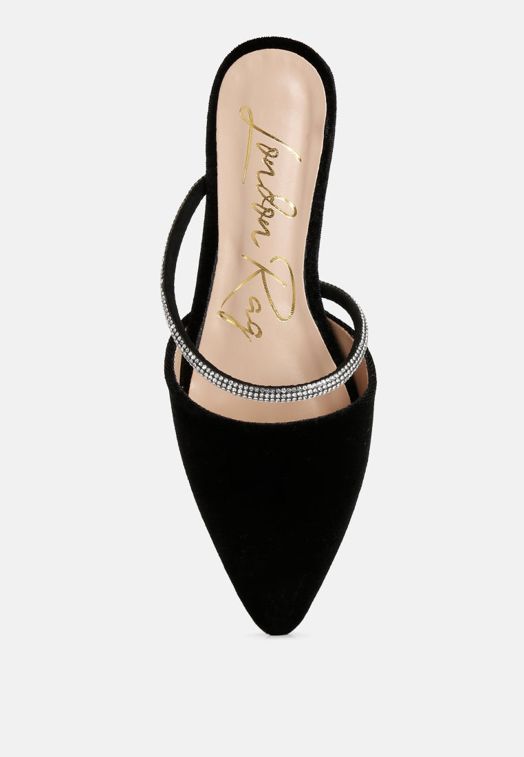 Turnon Velvet Diamante Detail Flat Mules in - Flats photo