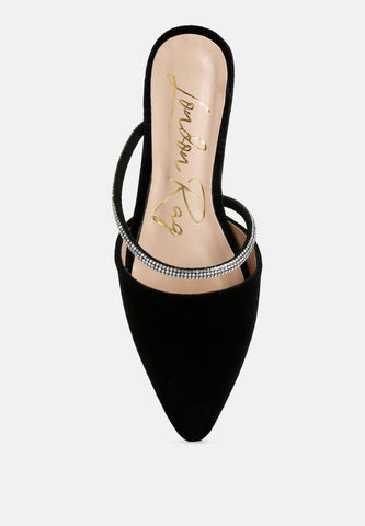 Turnon Velvet Diamante Detail Flat Mules in - Flats photo