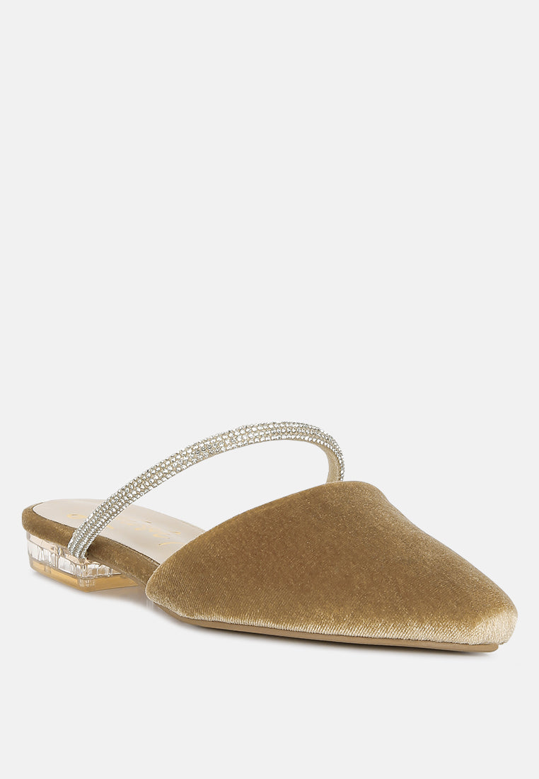 Turnon Velvet Diamante Detail Flat Mules in - Flats photo