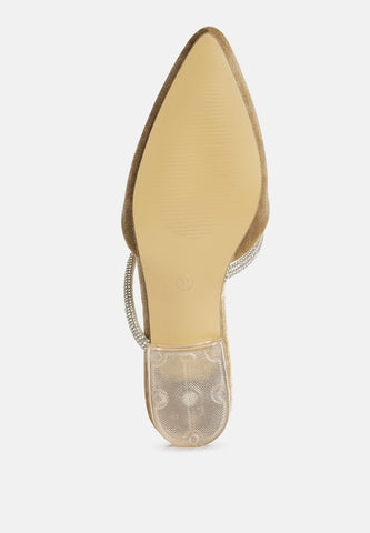 Turnon Velvet Diamante Detail Flat Mules in - Flats photo