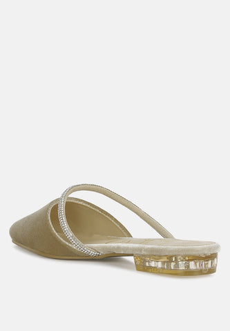 Turnon Velvet Diamante Detail Flat Mules in - Flats photo