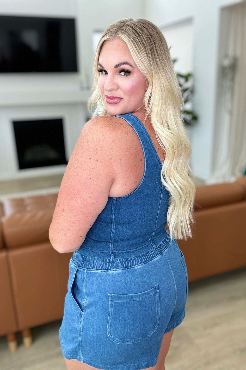 Urban Blues Scoop Neck Top in Light Denim - SwagglyLife Home & Fashion