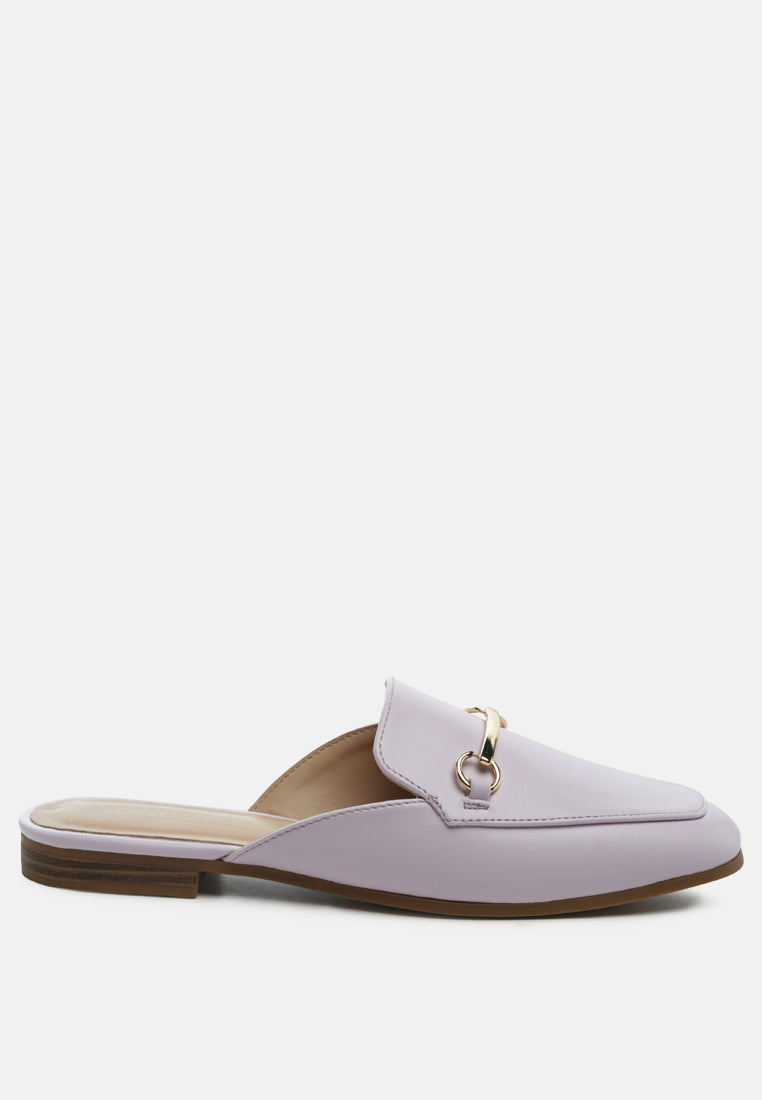 Vasiliki Faux Leather Flat Mules in Purple - Mules photo