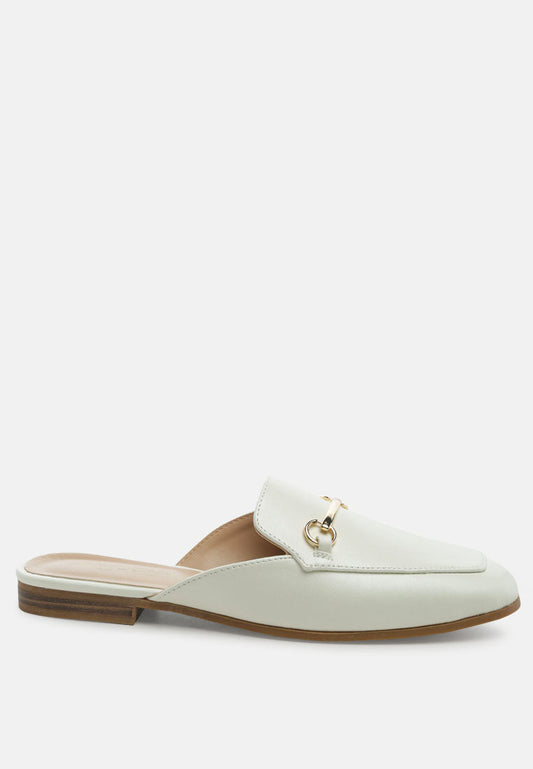 Vasiliki Faux Leather Flat Mules in White - Mules photo