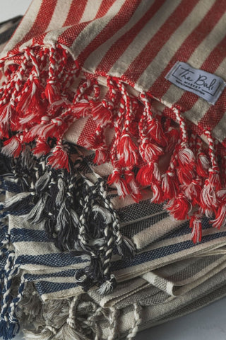 Vertical Stripe Turkish Beach Towel – Full-Size, Handwoven with Tassels – Modern Design in - Beach Towel photo
