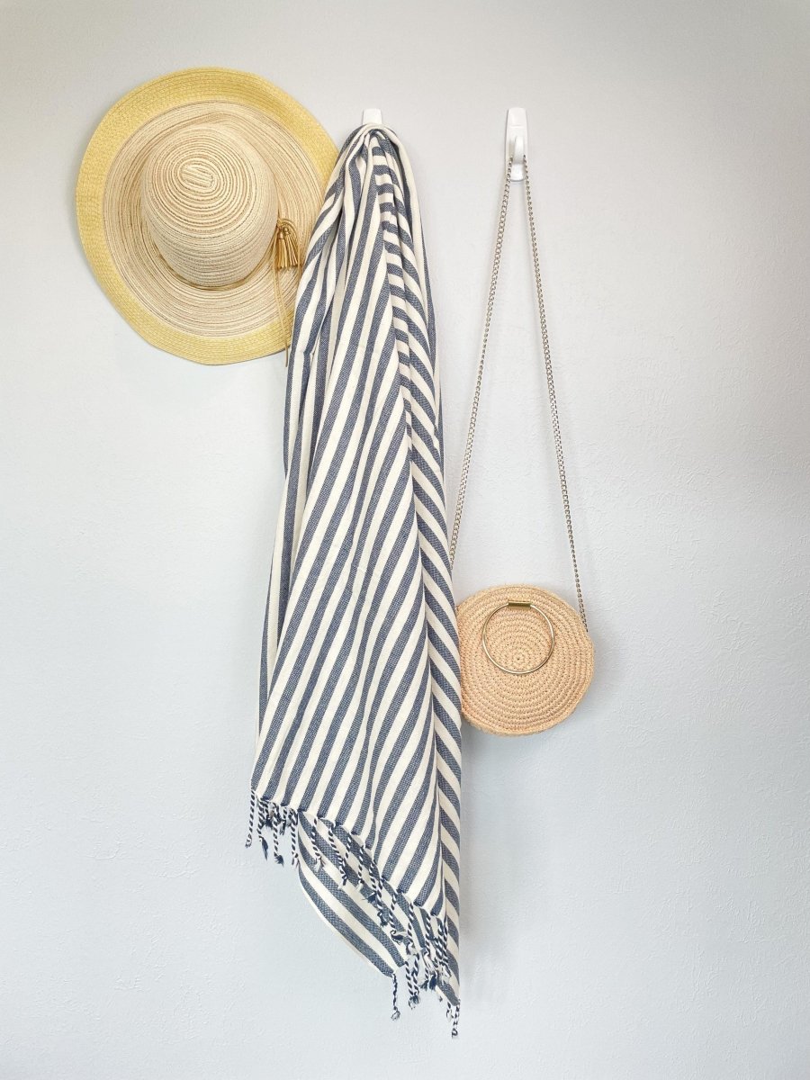 Vertical Stripe Turkish Beach Towel – Full-Size, Handwoven with Tassels – Modern Design in - Beach Towel photo