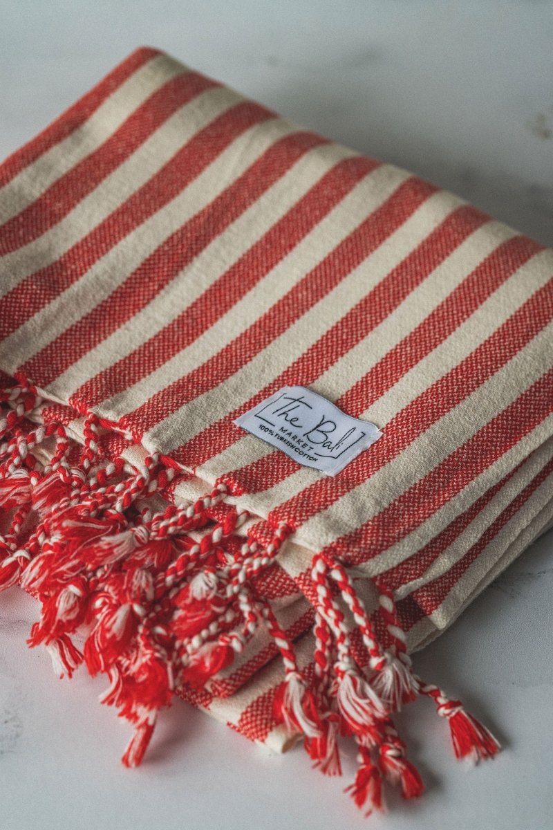 Vertical Stripe Turkish Beach Towel – Full-Size, Handwoven with Tassels – Modern Design in - Beach Towel photo