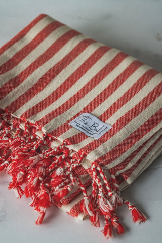 Vertical Stripe Turkish Beach Towel – Full-Size, Handwoven with Tassels – Modern Design in - Beach Towel photo