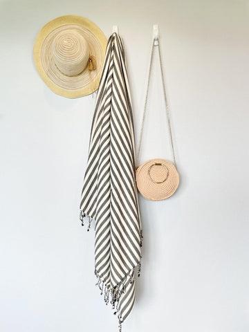Vertical Stripe Turkish Beach Towel – Full-Size, Handwoven with Tassels – Modern Design in - Beach Towel photo