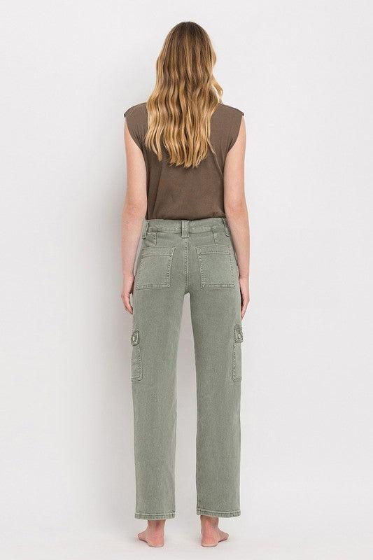 VERVET by Flying Monkey High Rise Cargo Straight Jeans - SwagglyLife Home & Fashion