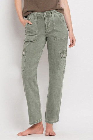VERVET by Flying Monkey High Rise Cargo Straight Jeans - SwagglyLife Home & Fashion