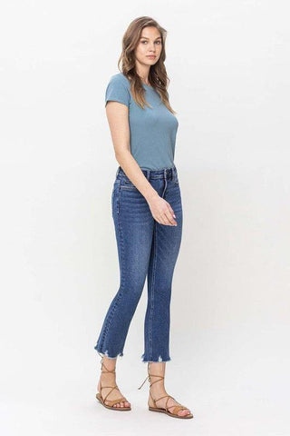 VERVET by Flying Monkey High Rise Crop Slim Straight Jeans - SwagglyLife Home & Fashion