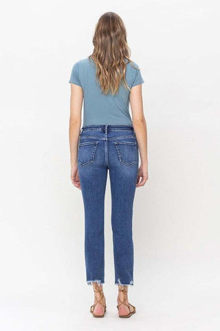 VERVET by Flying Monkey High Rise Crop Slim Straight Jeans - SwagglyLife Home & Fashion