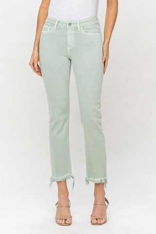 VERVET by Flying Monkey Mid Rise Crop Straight Jeans - SwagglyLife Home & Fashion