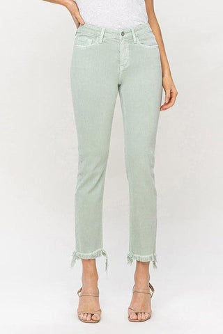VERVET by Flying Monkey Mid Rise Crop Straight Jeans - SwagglyLife Home & Fashion
