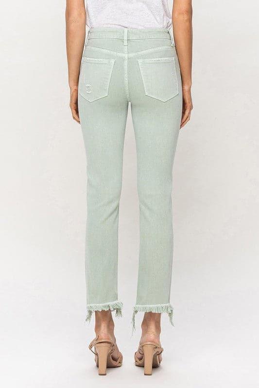 VERVET by Flying Monkey Mid Rise Crop Straight Jeans - SwagglyLife Home & Fashion