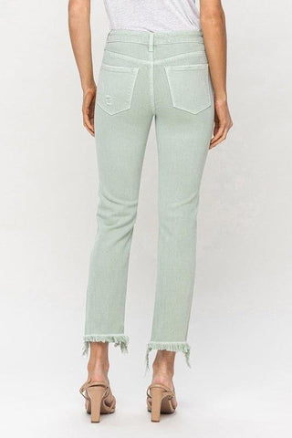 VERVET by Flying Monkey Mid Rise Crop Straight Jeans - SwagglyLife Home & Fashion