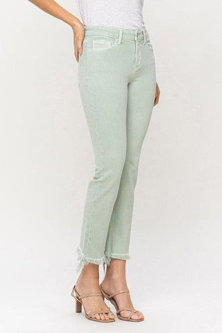 VERVET by Flying Monkey Mid Rise Crop Straight Jeans - SwagglyLife Home & Fashion