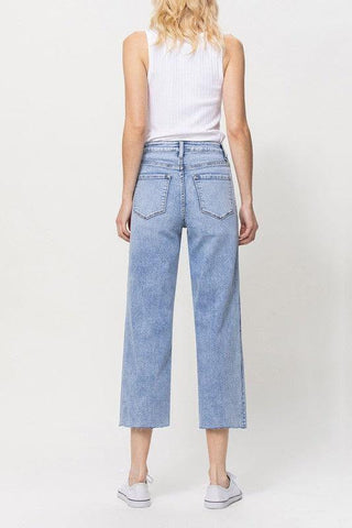 VERVET by Flying Monkey Super High Rise Crop Wide Leg Jeans - SwagglyLife Home & Fashion