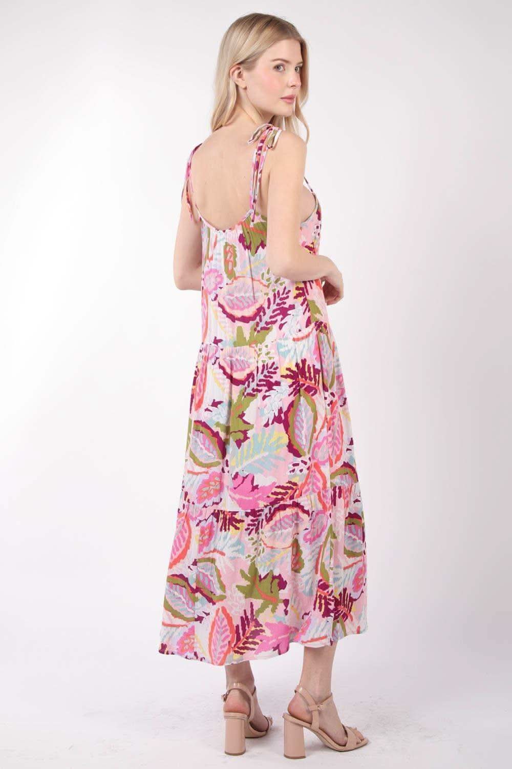 VERY J Tropical Printed Cami Midi Dress - SwagglyLife Home & Fashion