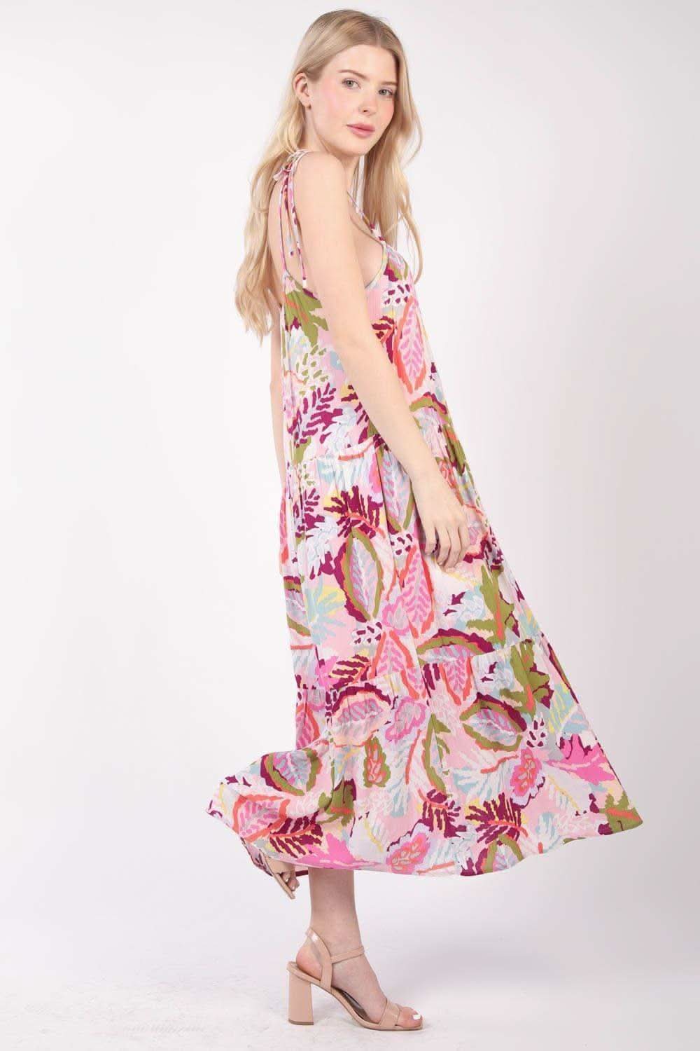 VERY J Tropical Printed Cami Midi Dress - SwagglyLife Home & Fashion
