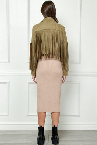 VEVERET Suede Fringe Long Sleeve Moto Jacket - SwagglyLife Home & Fashion