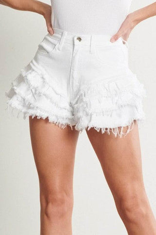 Vibrant M.i.U Fringe Denim Shorts - SwagglyLife Home & Fashion