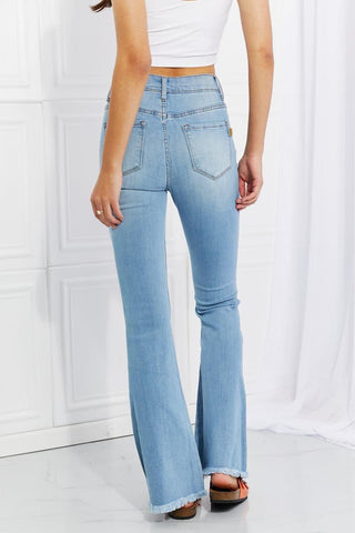 Vibrant MIU Full Size Jess Button Flare Jeans - SwagglyLife Home & Fashion