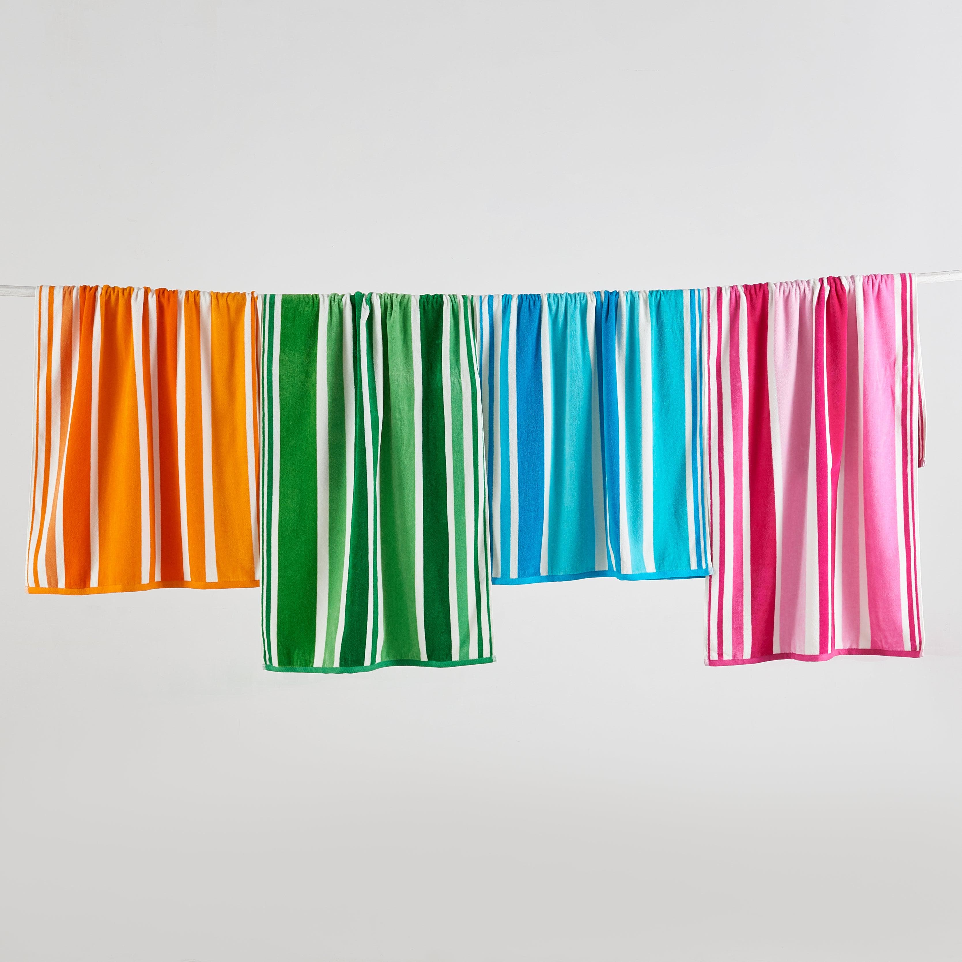 Cotton Velour Cabana Stripe Beach Towel - Novia Collection in 4 Pack- 30" x 60" Multi Stripes - photo