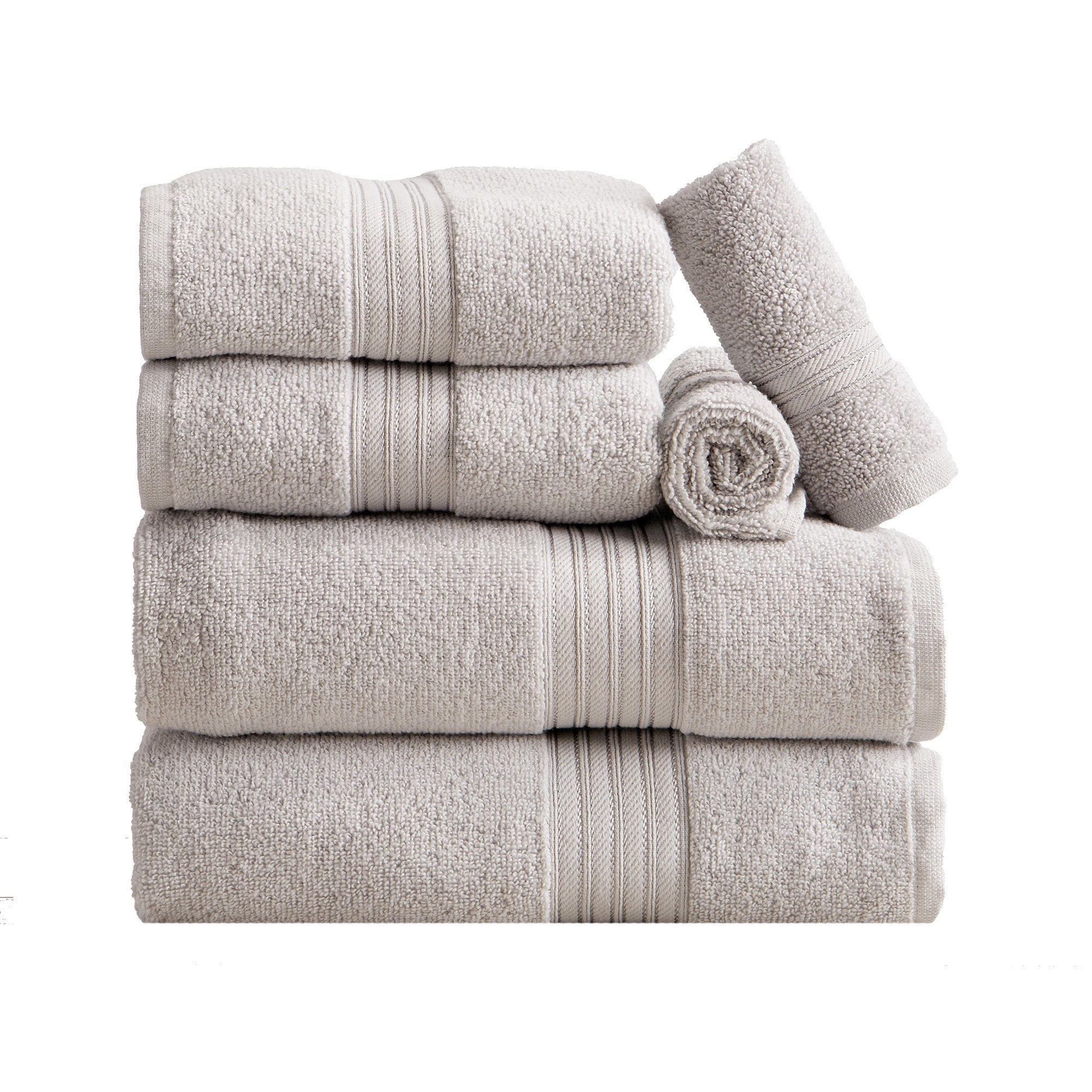 Cotton Terry Bath Towel Set - Cooper Collection in 6 Piece Set Light Grey - photo