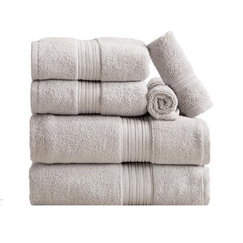 Cotton Terry Bath Towel Set - Cooper Collection in 6 Piece Set Light Grey - photo