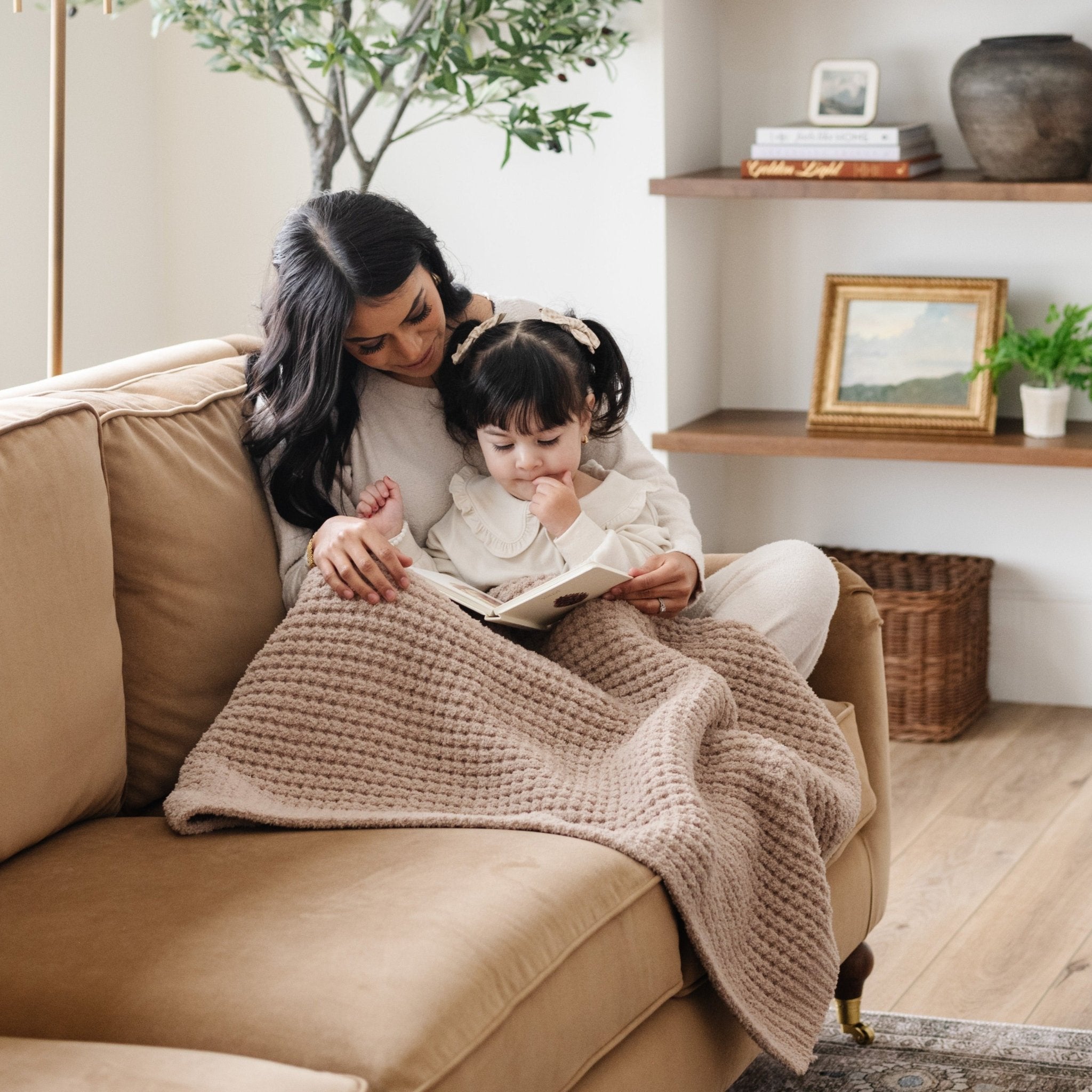 Saranoni Waffle Knit Receiving Blankets in Wheat - photo