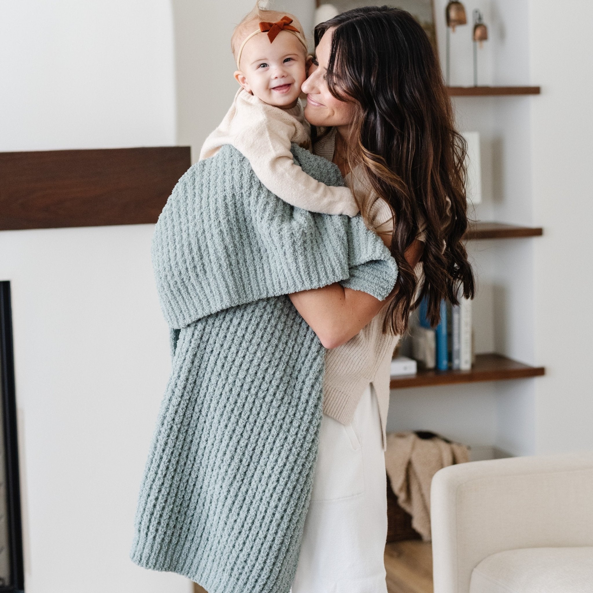 Saranoni Waffle Knit Receiving Blankets in Elm - photo
