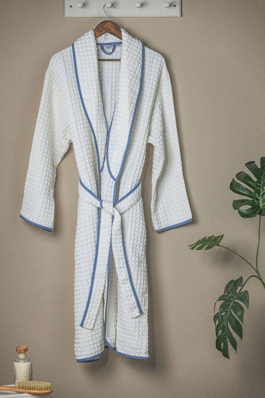The Bali Market Waffle Weave Turkish Bathrobe - White